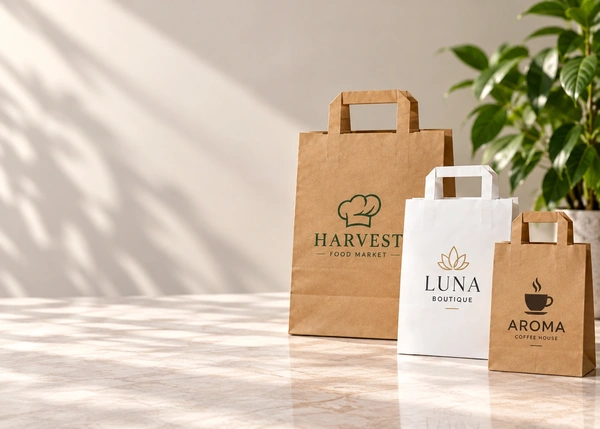  Elegant Paper Bags In Sunlit Minimalist Setting
